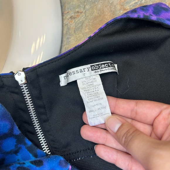 Necessary Objects cotton blend cocktail dress, blue and purple, small - Picture 7 of 7